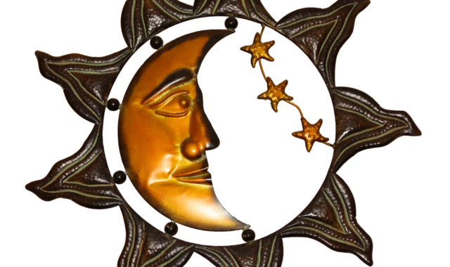 wall decoration, sheet, nature, metal, deco, art, sun, moon, stars