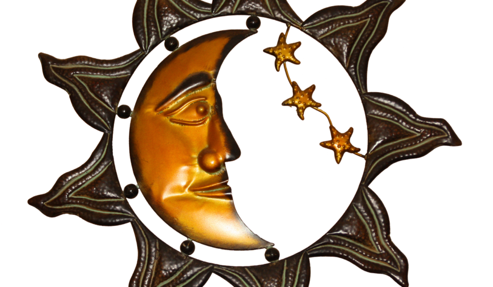 wall decoration, sheet, nature, metal, deco, art, sun, moon, stars