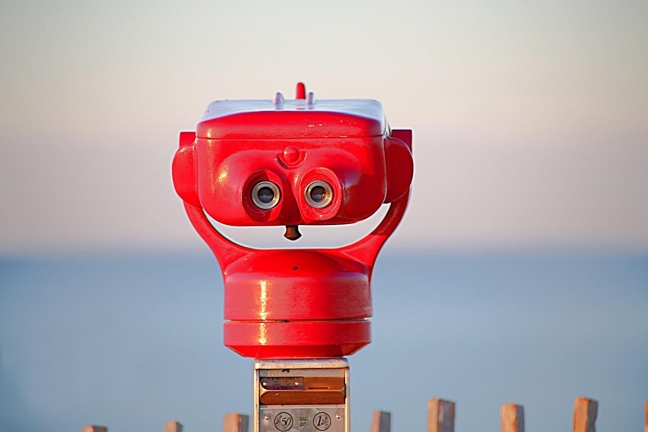 telescope, nature, spotting scope, point of view, observation, sea, landscape