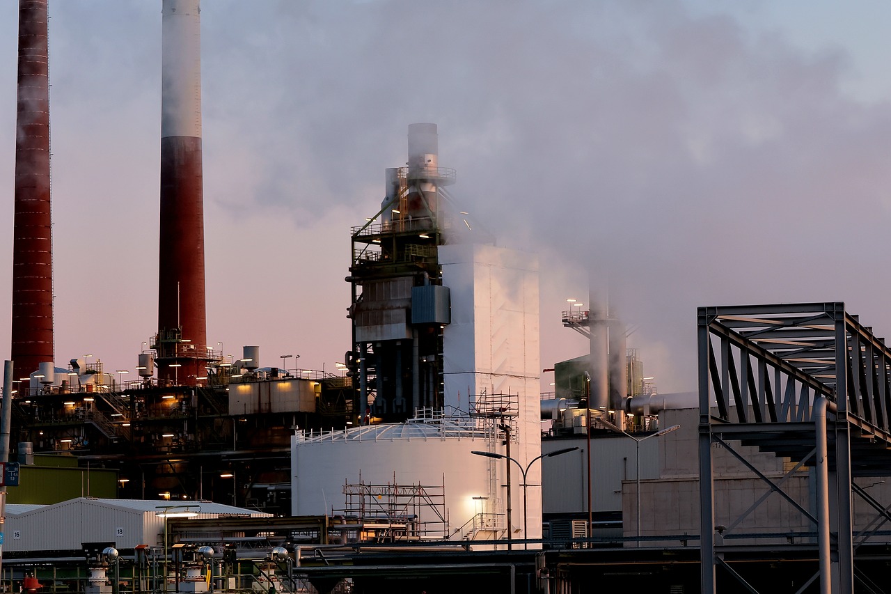 industry, building, chimney, exhaust, environment
