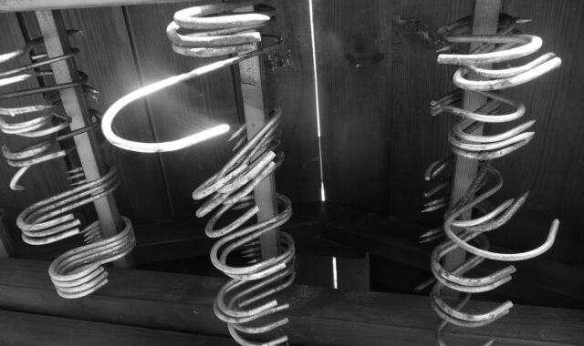hooks, meat, smoking, nature, preparation, butcher, industry, processed, processing, hang, animal, factory, production, equipment, manufacturing, prepare, gray meat, gray smoke, gray industry