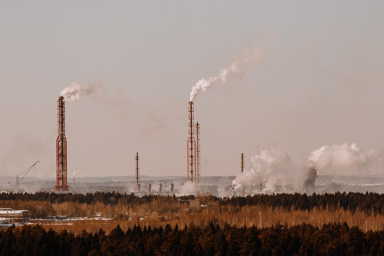 factories, dirty air, manufacturing, brown, nature, structure, sky