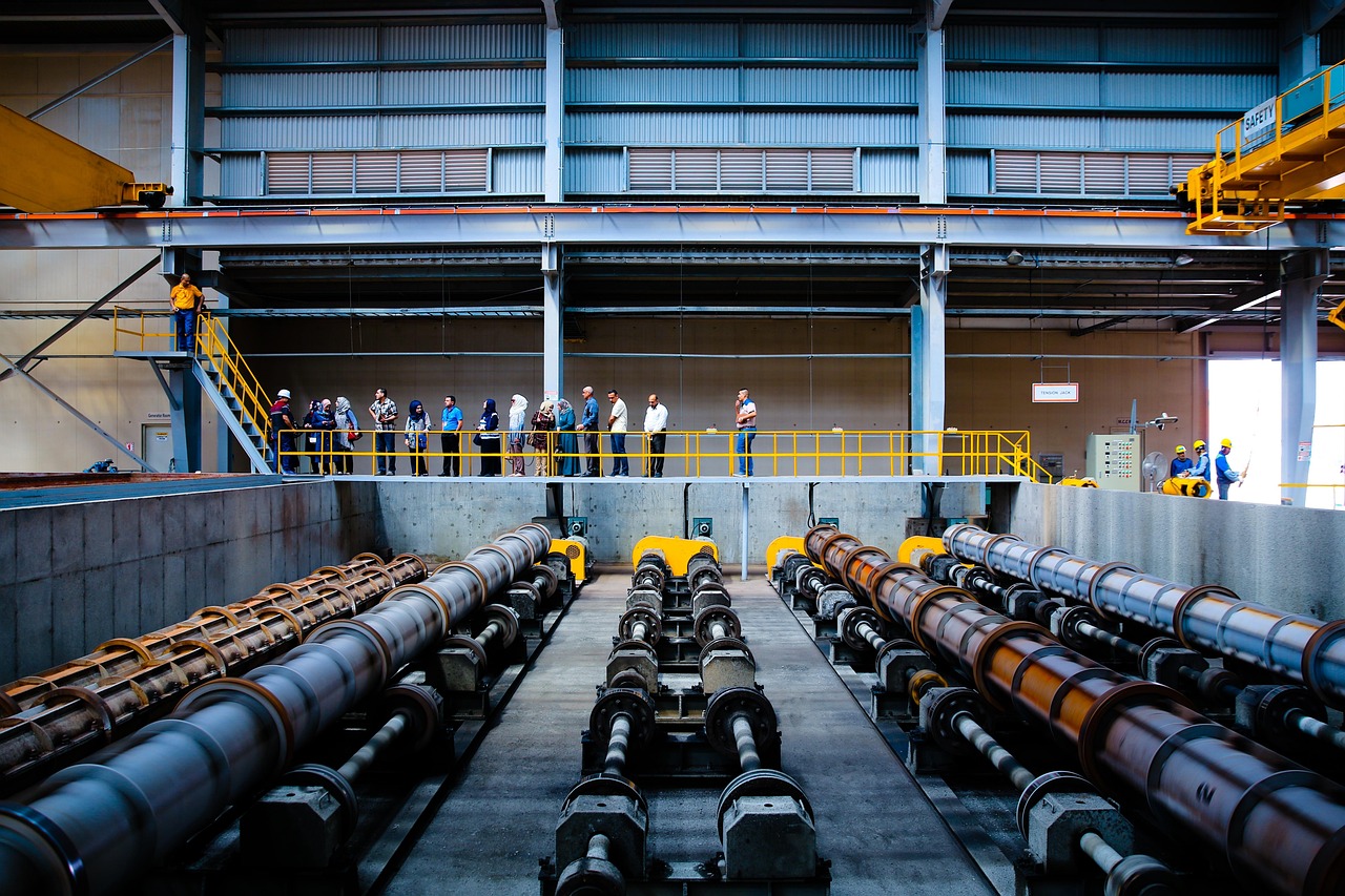 industry, grinder, production, warehouse, business, blue industry